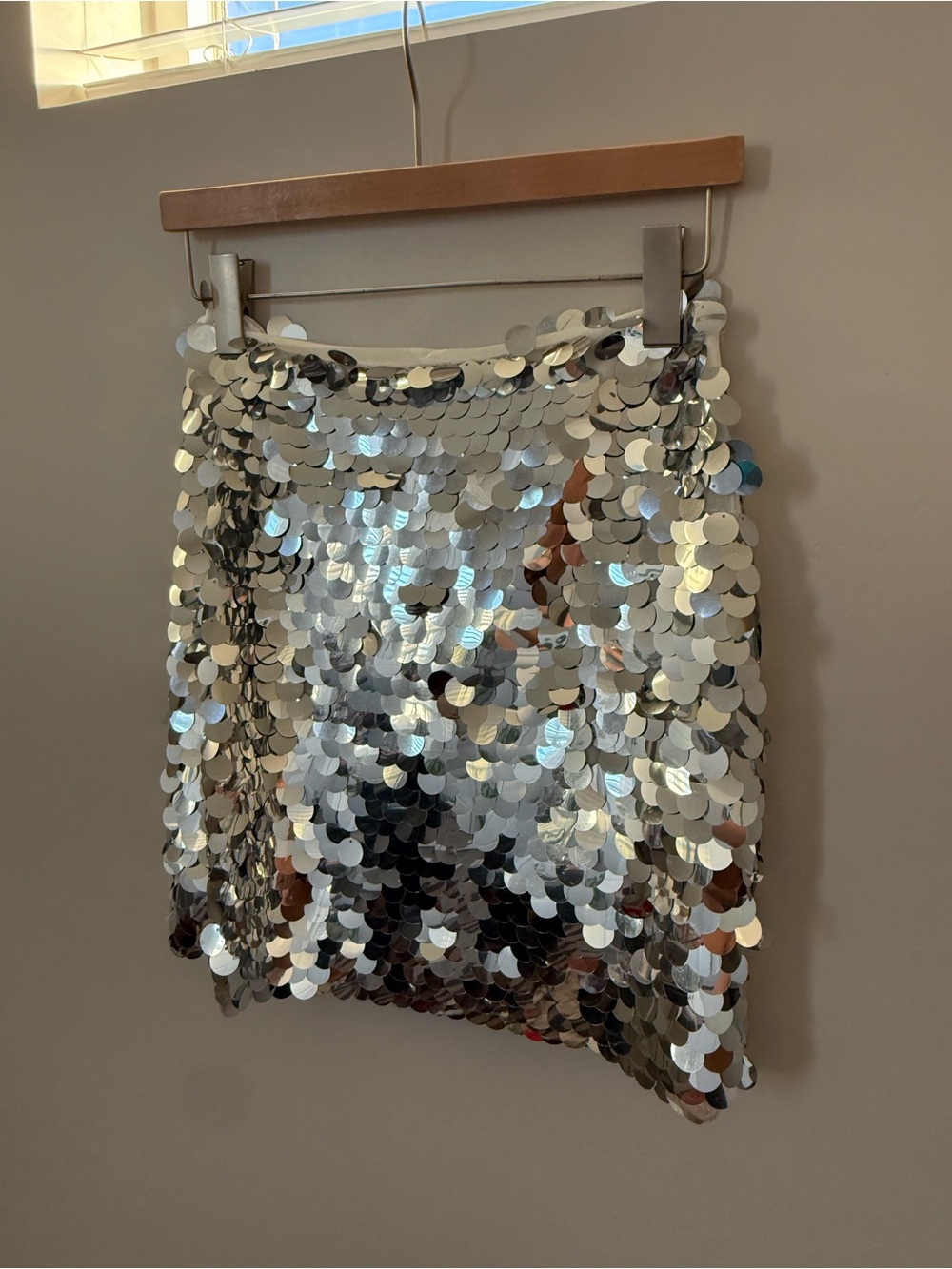 12th Tribe Silver Sequin Mini Skirt